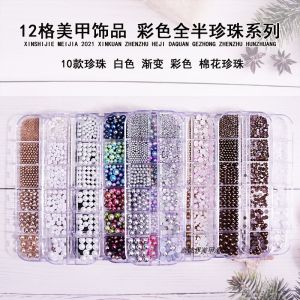 Nail Pearl Jewelry Full Semicircle Magic Color Gradient Flats Magic Color Decorative Diamond Size Mixed 1mm Champagne Color