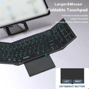 Jomaa Backlit Full Size Folding Keyboard Bluetooth+USB Wireless Keyboard with Touchpad Numberic Pad for Laptop Windows