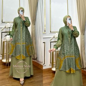 060 Gamis Batik Dellisa Set Rompi Terbaru 2025