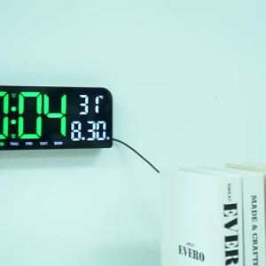 Large LED Digital Wall Clock Temperature Date Week Display Countdown Table Clock Brightness Adjustment Two Alarm 12/24h Clock