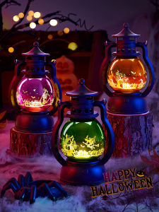 Halloween Pumpkin Lantern Handheld Wind Lamp Decoration Candle Display Small Toy Gift Luminous Props Glowing Gifts