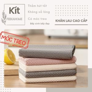 Khăn lau tay treo bếp vải microfiber có móc treo sang trọng khăn lau bếp cao cấp có móc treo siêu thấm