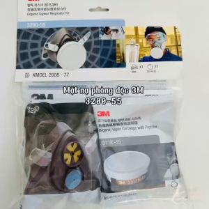 [ Tặng găng tay cấp 1] Bộ Mặt Nạ phòng độc 3M™ 3200- 55  Sử Dụng 1 Phin Lọc - Có chi tiết thay