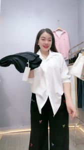 Quần jean Bigsize Nữ thêu nơ chữ trắng đen basic dáng suông lưng cao mặc thoải mái - Q543