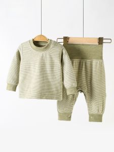 Baby Warmth Set Separate Boy Baby Small Age Base Layer Underwear Autumn Winter Baby Clothes Velvet Material Home Style