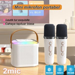 XM 2Mic/Speaker bluetooth karaoke Speaker Bluetooth Mini Salon Bluetooth Full Bass wireless (Dapat terhubung ke HP/TV)