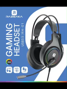Razeaka RH-01 หูฟังเกมมิ่ง RGB ไมค์ตัดเสียงรบกวน USB+3.5mm เสียงดี ใส่สบาย