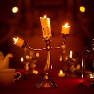 Beauty And The Beast Toys Anime Figure Night Lights Candlesticks Cogsworth Clock Ornaments Collectible Model Gift jewelry box