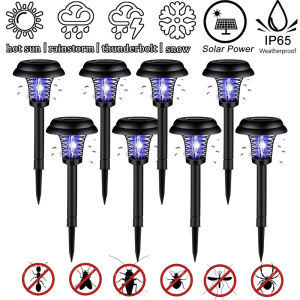 Solar Mosquito Killer With 2 Light Mode Outdoor Waterproof Led Light Bug Zapper Mosquito Trap Lamps For Garden Lawn