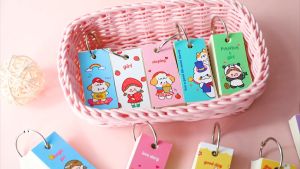 1pc Mini Binder Ring Easy Flip Cards Student Study Portable Notebook