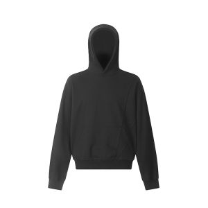 Gray Hoodie Deconstructed Cleanfit Boxy Short Style Mens American Vibe Pure Color Casual Wear Autumn Winter Long Sleeve