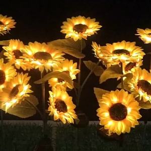 LED Lawn Light Simulated Outdoor Solar Sunflowers Smart Sense Garden Lights Yard Wedding Christmas Thanksgiving Decor Light