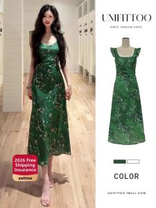 unifittoo | Green Floral Long Dress For Women New