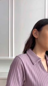 Setelan Baju Rib knit one Set Crop top wanita Korean Polo Top And Pants Rib Knit HORNET - Setelan Knit Premium Wanita korean Remaja Dewasa Terbaru 2023 Kekinian