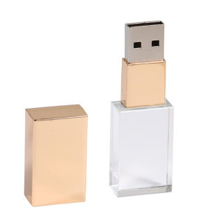 Jaster | USB 2.0 Flash Drive Crystal Glass Pen Drive Memory Stick 128GB 64GB 32GB Gold USB Stick Creative Gift For Laptop Pendrive 16GB