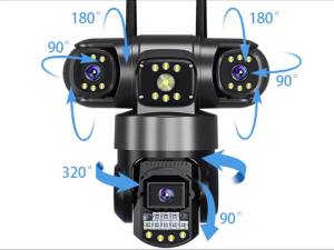 V380 Pro 3 Lens 12MP CCTV Camera Night Vision Wifi IP Camera With Two-Way Audio Human Detection Smart Home Security Surveillance Camera Connect Cellphone