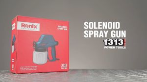 Ronix 1313 Electric Solenoid Spray Gun 130W 220-240V 50-60Hz 800ml Paint Sprayer with 0.8mm Nozzle Flow Control Knob Lightweight 1.6kg Max Flow 320ml/min Max Viscosity 60 din/sec Ideal for Indoor Outdoor Painting Projects Includes Accessories