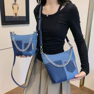 Túi đeo chéo denim nối túi xách tay dây chuyền chất lượng cao đi lại túi đeo vai dễ thương