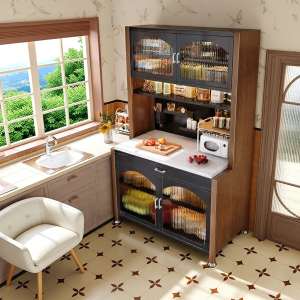MEISD | Storage Shelf for Kitchen Steel and Wood Rock Plate