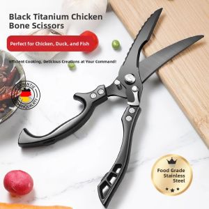 CMGF | Strong Imported Black Titanium Multifunctional Kitchen Scissors