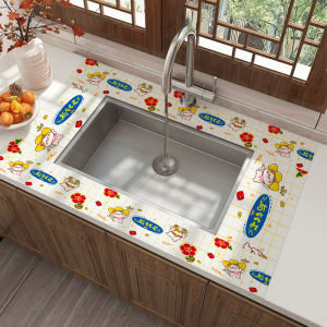 Kitchen Sink Faucet Drain Mat Trimable Splash Proof Water Absorbent Adhesive for Edge of Countertop Waterproof Sticker