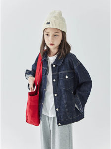 Princess And Queen Korean Style Loose Jeans Jacket for Girls Spring Autumn Seasonal Fashionable Childrens Clothing