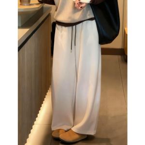Casual Sport Pants Womens Autumn Drape Loose Drawstring High Waist Wide Leg Pants Versatile Small Size Straight Leg Pants