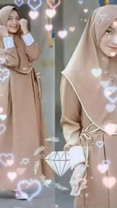 B&B Fashion - Nessa Syari Dress Bahan CREPE Model Trendi Viral Terbaru 2024 Gamis Kasual Polos Viral