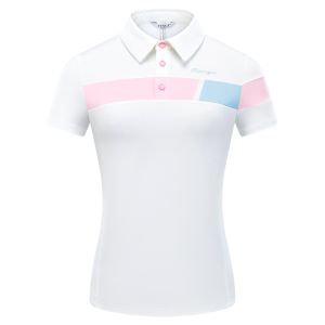 TTYGJ | Women Short Sleeve Polo Shirt Color Block Slim Fit Quick Dry Stretch Golf Top