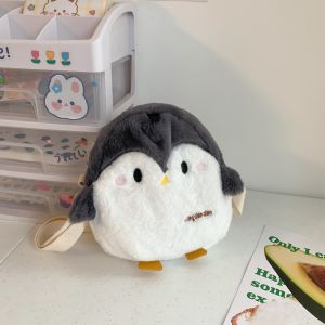 Cute Plush Penguin Crossbody Bag Small Autumn Winter Cartoon Doll Strange Children Lovely Girls New 2025 Fashion Shoulder Bag