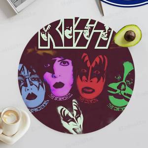 Hard Rock Band K-Kiss Wood Coasters Colorful Round Coaster Non-slip Heat Insulation Coffee Mats Home Accessories Kitchen