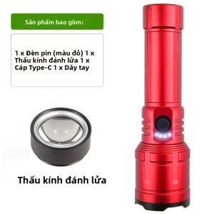 XIWANGFIRE | Đèn Pin Sạc Được Tích Hợp Bật Lửa & Sạc Dự Phòng 5 Chế Độ Siêu Sáng Có Thể Điều Chỉnh Độ Zoom Chống Nước Hợp Kim Nhôm Dùng Cho Cắm Trại Ngoài Trời Trường Hợp Khẩn Cấp Sinh Tồn