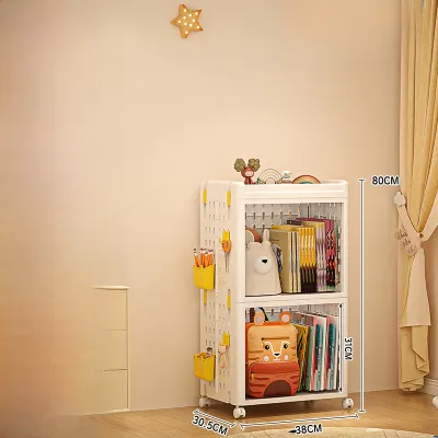 Childrens Bookshelf Integrated Mobile Baby Toy Storage Rack Floor Standing Simple Book Storage Shelf Home Organization Tool