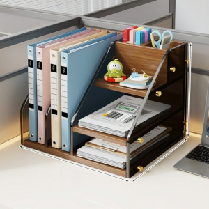 Desk Organizer File Book Stand Pen Holder