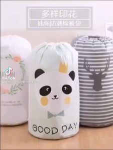 Sét 3 cái·[HÀNG SIZE TO] Túi vải không dệt đựng chăn màn quần áo tiện lợi túi nhựa tròn dây rút đựng đồ 130 lít hình thú túi đựng chăn màn quần áo cỡ lớn gấp gọn túi giỏ tròn đựng đồ tiện lợi hình thú thùng vải đựng