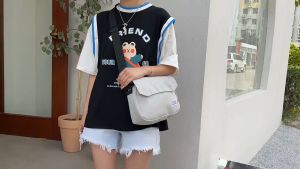 กระเป๋าสะพายข้าง ผ้าแคนวาส สไตล์เกาหลี สำหรับผู้ชาย ราคาพิเศษ กระเป๋าผ้าสีดำ