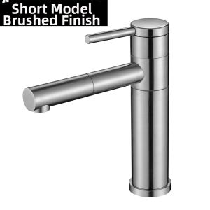 Nordic Simple Luxury Brushed Gold 304 Stainless Steel Heightened Cold And Hot Rotation Washing Basin Undermount Faucet