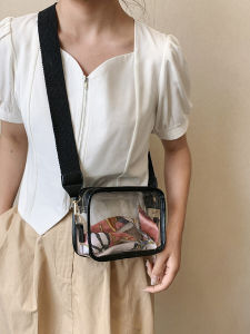 กระเป๋าสะพายข้าง PVC ใส กระเป๋าสตางค์ทรงกลวงแบบลำลองสำหรับผู้ชายและผู้หญิง กระเป๋าสะพายข้างแบบลำลองขนาดเล็ก กระเป๋าสะพายข้างแบบหนังสือ