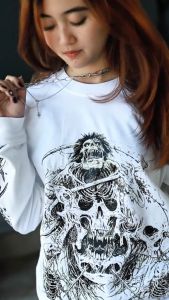 Kaos Lengan Panjang Putih Triad T-Shirt Longsleeve 24s | Face Melter | White | Baju Long Sleeve A4944