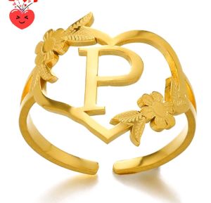 NHẪN TITAN TIM HOA ❤️🌼 26 CHỮ CÁI DẠNG HỞ NI MỞ - TITAN CHUẨN LOẠI 1 KO ĐEN