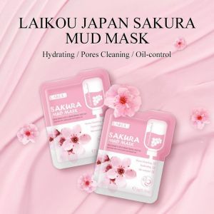 5PCS Japan Sakura 、Green Tea Eggplant Green Bean Mud Face Mask Deep Cleansing Remove Blackheads Oil-Control Clay Mask Moisturizing Packs Facial Skin Care