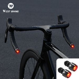 WEST BIKING Bicycle Rear Light Bike Handlebar End Light 3 Modes Bar End Plug Warning Light Night Riding Road Bike Accessories