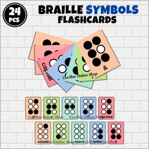 (NOT EMBOSSED) BRAILLE SYMBOLS FLASHCARDS | LAMINATED BRAILLE SYMBOLS BRAILLE ALPHABET BRAILLE NUMBERS FLASHCARDS