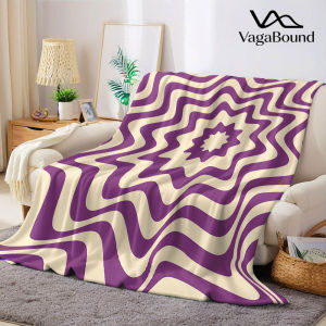 Purple Wavy Star Concentric Flannel Blanket Warm Soft Halloween Christmas Decorative Couch Warm Cozy All-Season Gift