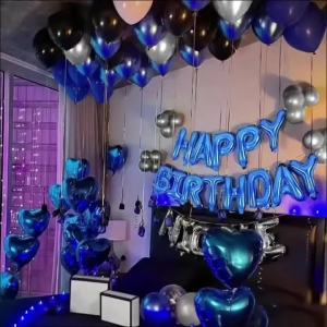Bộ 52 Bóng Bay Sinh Nhật Màu Xanh Dành Cho Trang Trí Tiệc Chủ Đề Bé Trai & Bé Gái Bao Gồm Bóng Bay Latex Nhiều Kiểu Dáng