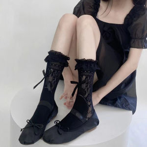 ⚡Amandad Stores⚡ถุงเท้าผู้หญิงถุงเท้าน่องบัลเล่ต์ใหม่ถุงน่องแฟชั่นลูกไม้กลวงjkถุงเท้าบางฤดูร้อนจัดส่งที่รวดเร็ว