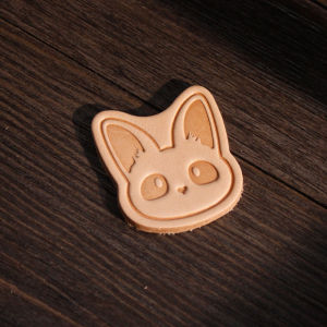 Handmade Leather Tag Kyuji Black Cat Japanese Style Top Layer Cowhide Tanned Leather Half Finished Product Accessory Material Kit