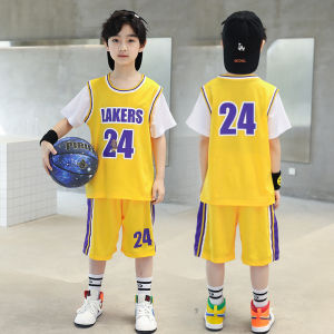 Boys Summer Sports Wear Short Sleeve Quick Dry Clothing Set Kobe Basketball Uniform Los Angeles Lakers Jersey for Children