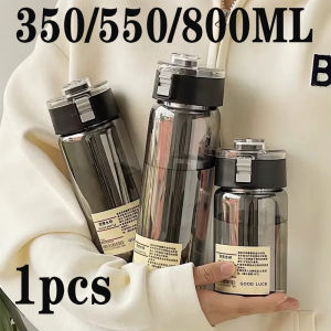 350/800ml Portable Plastic Water Bottle Transparent Outdoor Leak Proof Minimalist Cup For Camping Gym Travel With Handle Cups