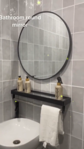PRADO MALAYSIA Home Ins Mirror Rubber Frame Mirror Bathroom Mirror wt Hook Dressing Mirror Entrance Mirror Round Mirror Modern Ins Mirror Cermin Bulat 圆形镜子